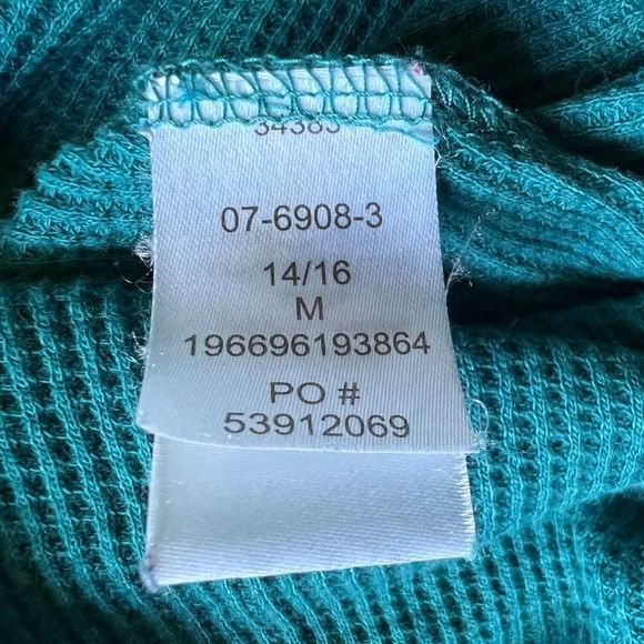 Woman Within Size M (14/16) Teal Blue Green Thermal Waffle Cowl Neck Tunic Top - Picture 7 of 8